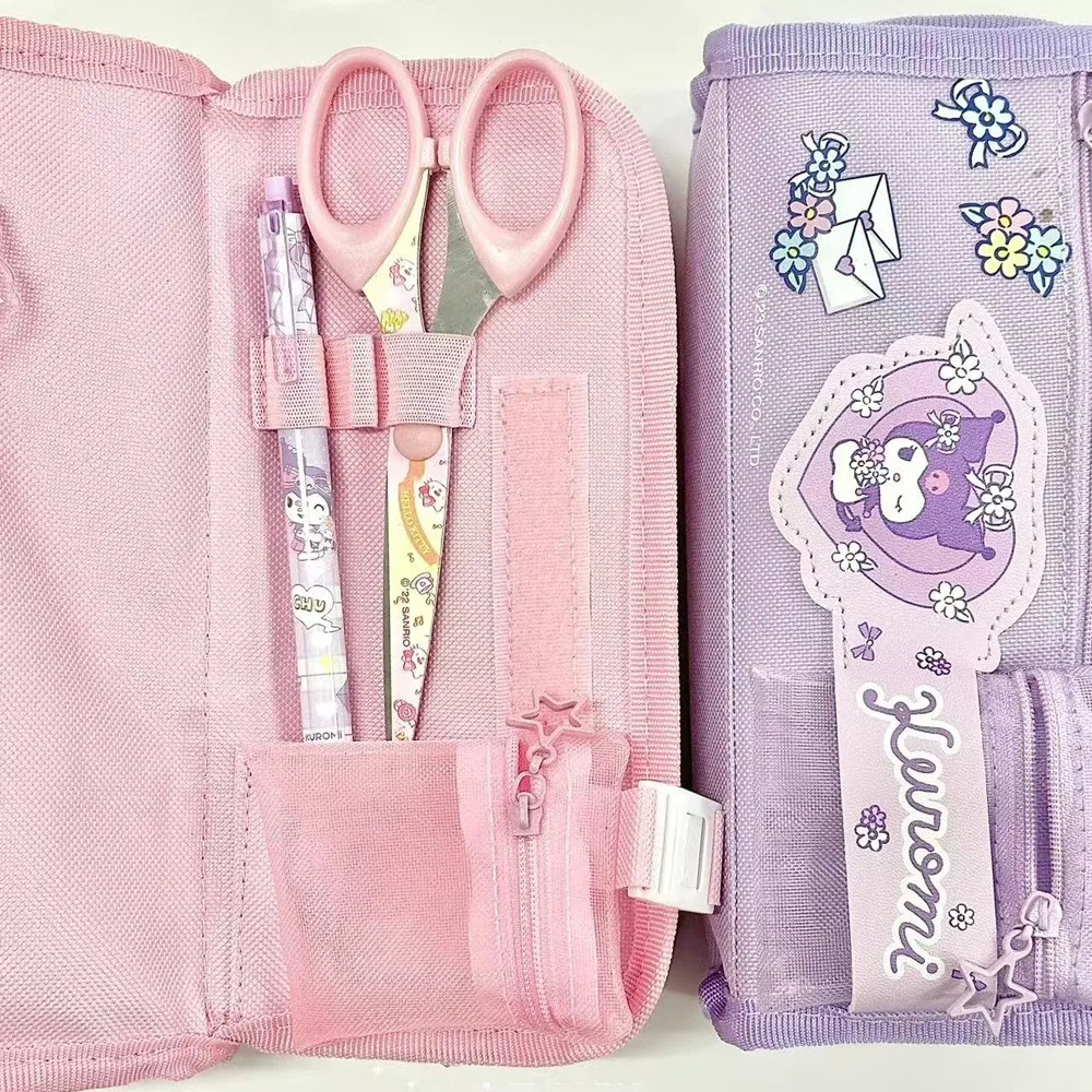 Bolsa de lápices con dibujos animados Kuromi Melody Cinnamoroll, bolsa de lápices multifunción de gran capacidad para estudiantes y niños, suministros de papelería, 1 ud.