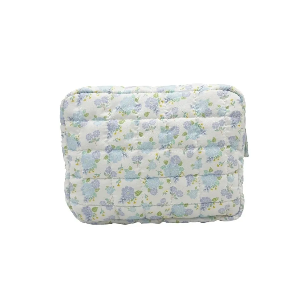 New Quilted Cosmetic Bag Soft Cotton Floral Print Makeup Organizer Large Capacity Butterfly Pattern Toiletry Bag Women Girls
