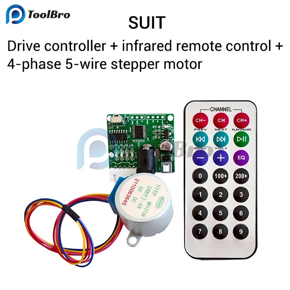 5V 4-Phase 28BYJ48 DC Gear Step Stepper Motor + ULN2003 Driver Board + IR Infrared Remote Control ULN2003 PIC MCU DIY