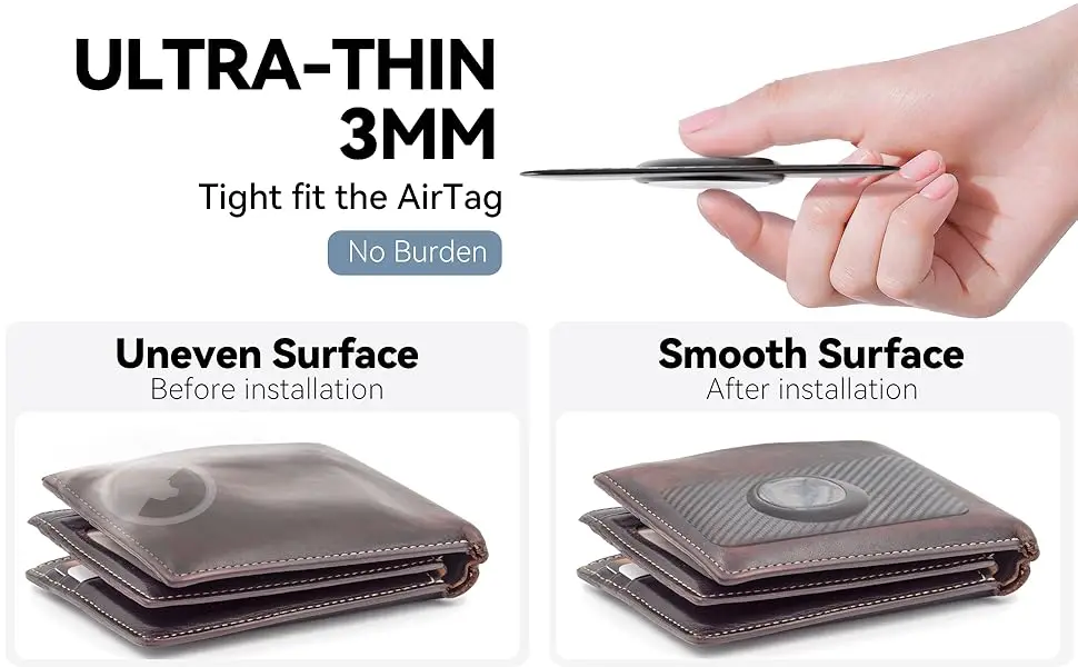 Eayburst AirTag Kartenhalter für Apple AirTag, Brieftaschen-Einsatz aus ultra-dünnem Carbonfaser, Kartenetui für Geldbörse und Rucksack – Detail 3