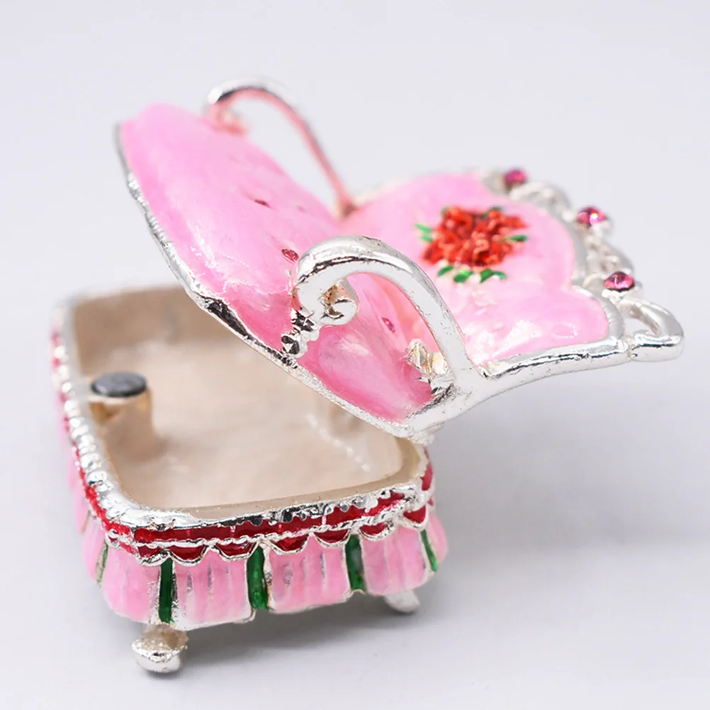 

1 шт., металлический диван, коробка для хранения ювелирных изделий, маленький чехол для колец, серег, безделушек, держатель, контейнер, домашняя организация