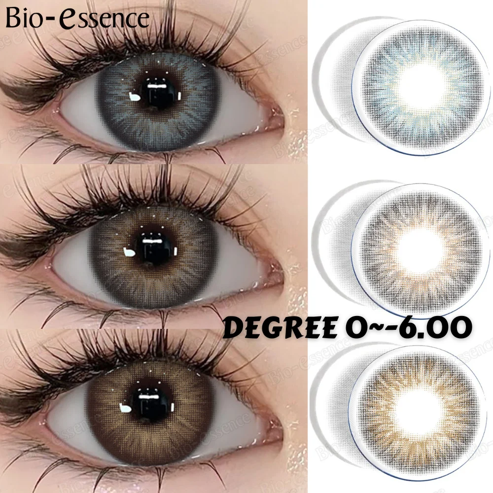Bio-essence 1 Paar 0 ~ 8,00 Myopie-Linsen, farbige Kontaktlinsen mit Grad, natürliche Linsen, blaue Linsen, koreanische Linsen