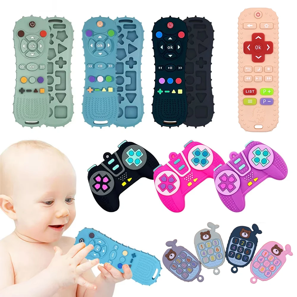 Montessori bebê silicone mordedor brinquedos criança controle remoto meninos meninas presente brinquedos sensoriais