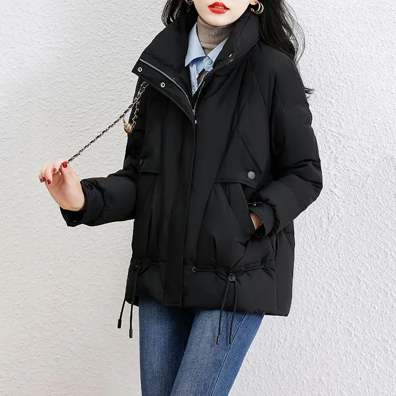 2023 New Women Down Cotton Coat Winter Jacket Female Fashion Loose Hin Thin Parkas Thicken Warm Outwear  Hort-Length Overcoat