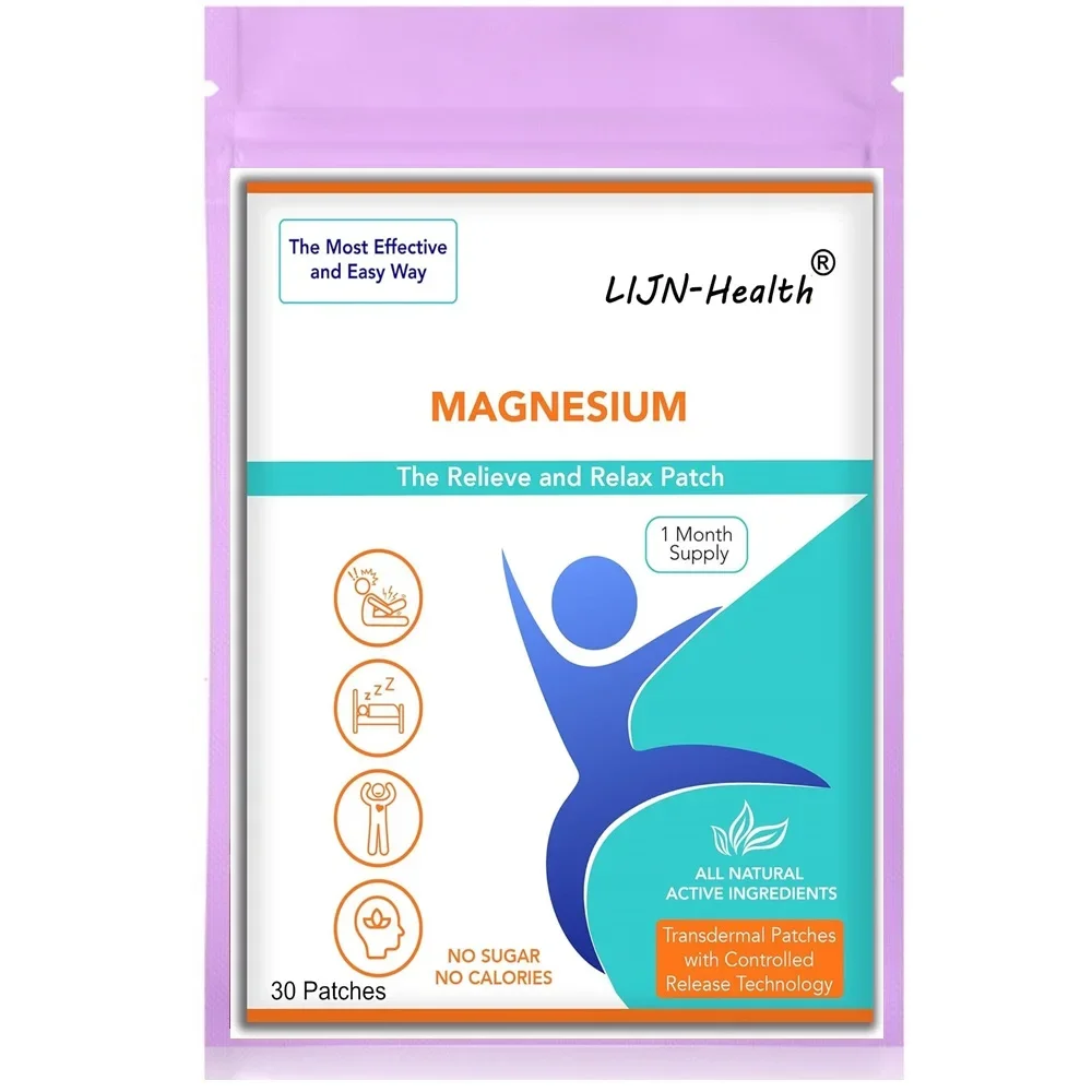 

Magnesium Transdermal Patches Muscle, Bone, Nerve Health Support Calming USA Made - 30 Patches One Month Supply