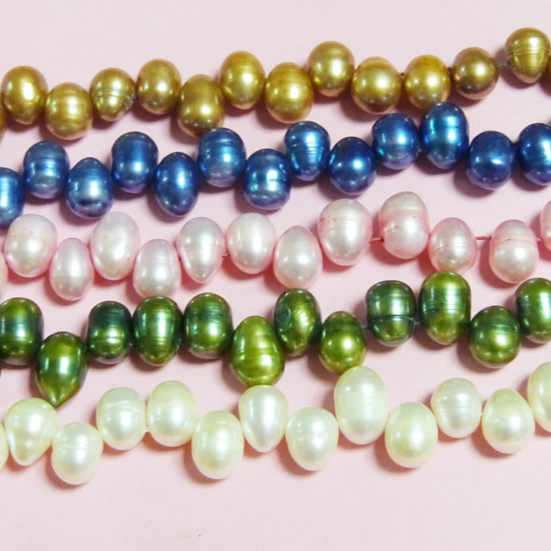 5 shares  8-9mm  Mixed color DANCING TEARDROP FRESHWATER PEARL BEADS 15