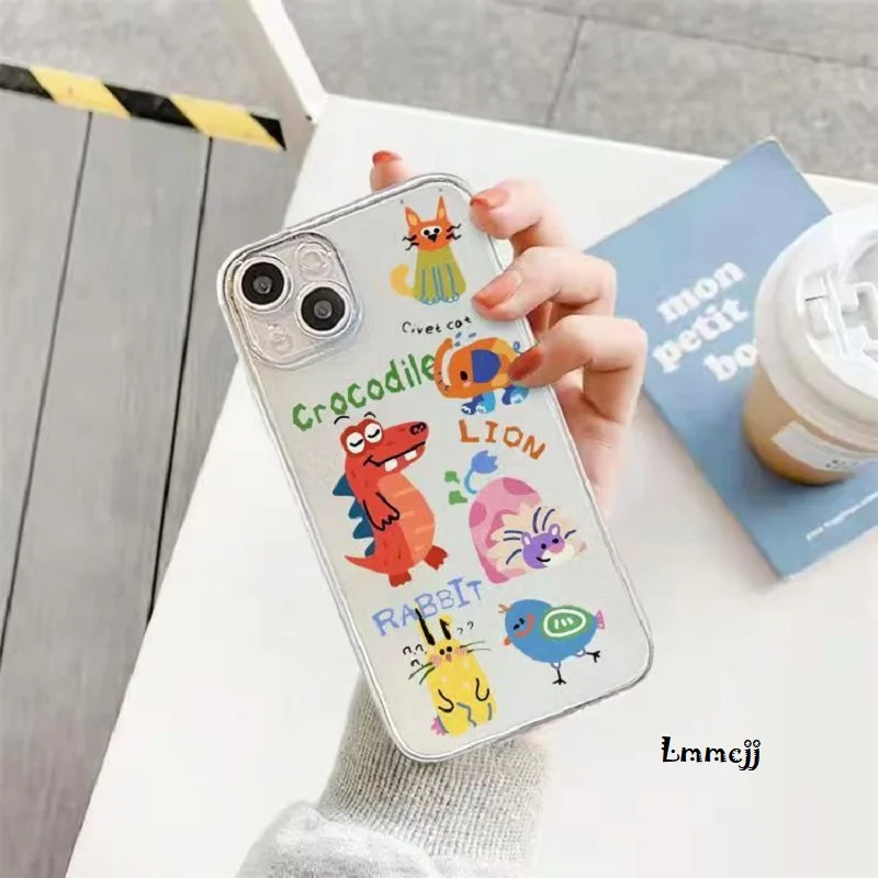 Lmmcjj Cute Cat Rabbit Phone Case For Samsung Galaxy S23 Ultra A13 A53 A14 A54 A23 A52 S22 Plus S21 FE Soft Silicone Phone Cover