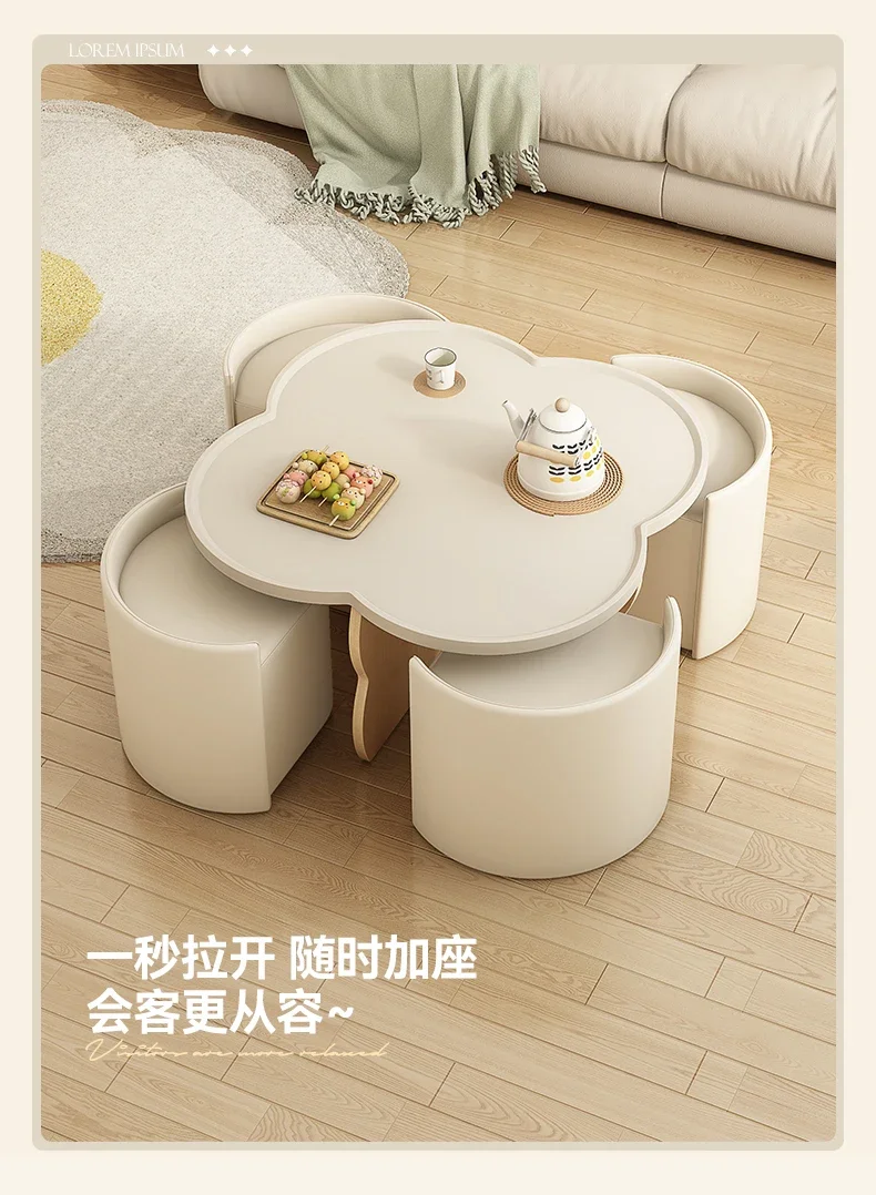 Cream style coffee table living room 2023 new small apartment modern simple designer creative Internet celebrity round tea table