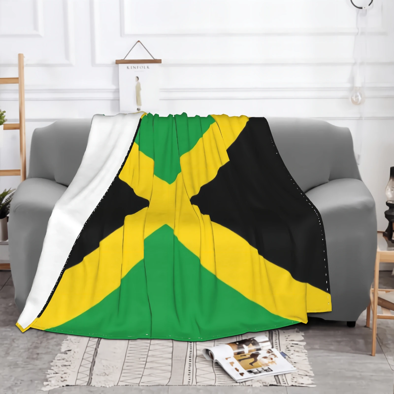 Flag Of Jamaica Blanket for Couch Bed Super Soft Cozy Plush Microfiber Flannel Fluffy Blanket Lightweight Warm Bedspread 80\