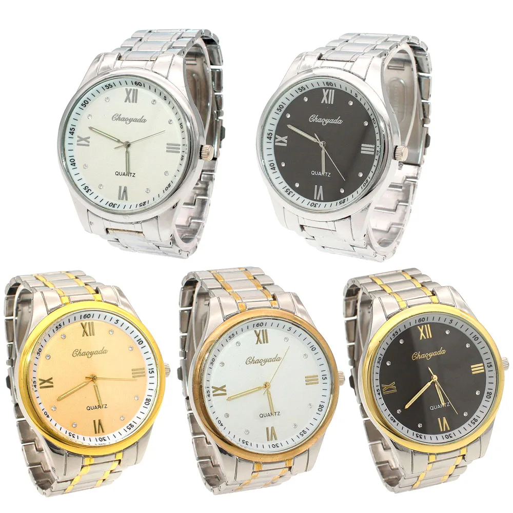 

5Pcs Luxury Stainless Steel Quartz Watch Set Roman Numerals Fashion Ladies Men's Women's Watch