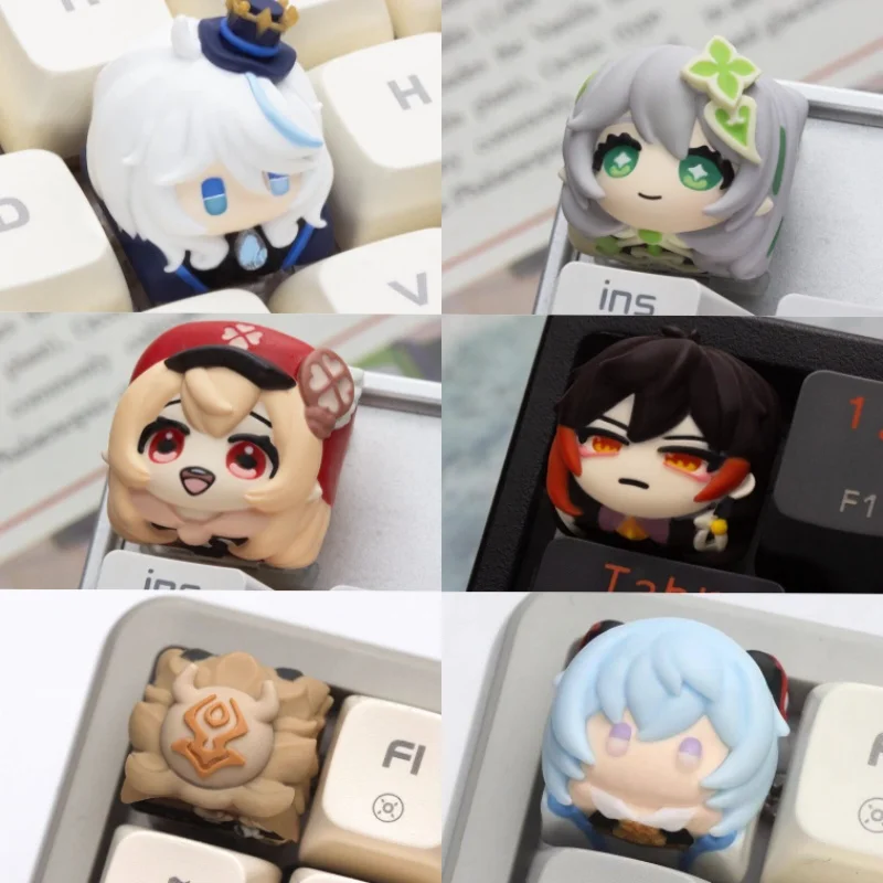 

Абсолютно новый кастомный кейкап Furina Genshin Impact 2026 года, универсальный, для механических клавиатур с переключателями MX, фанатская работа