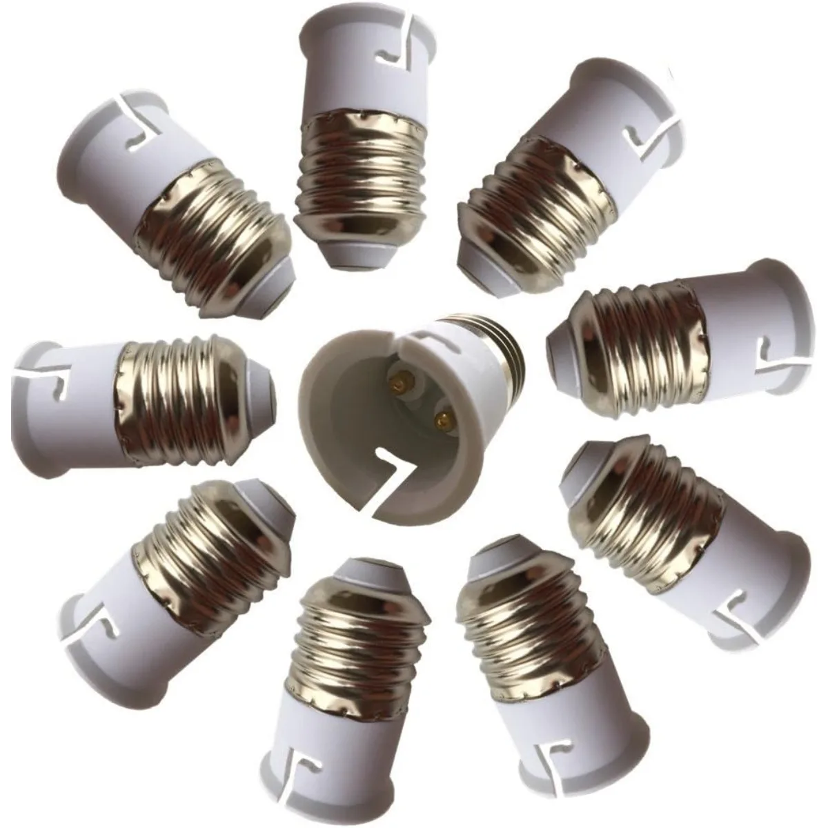 JOYINLED 1/10PCS E27 To B22 Light Socket Adapter, E27 Male To B22 Female Lamp Holder Converter for LED Bulbs, White Base, Indoor