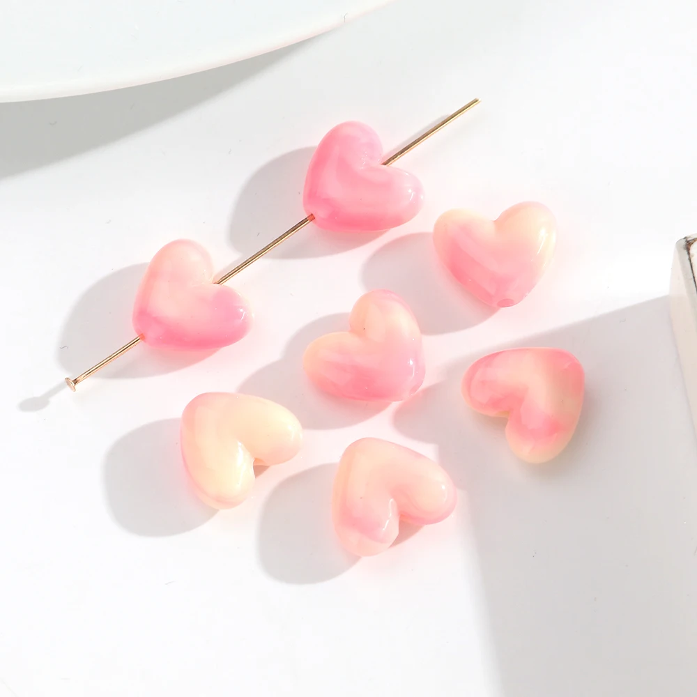 30pcs Dual Color Acryl Hars Hart Losse Kralen 15x17mm Liefde Perzik Spacer Bead DIY Armbanden ketting Sieraden Ambachtelijke Accessoires