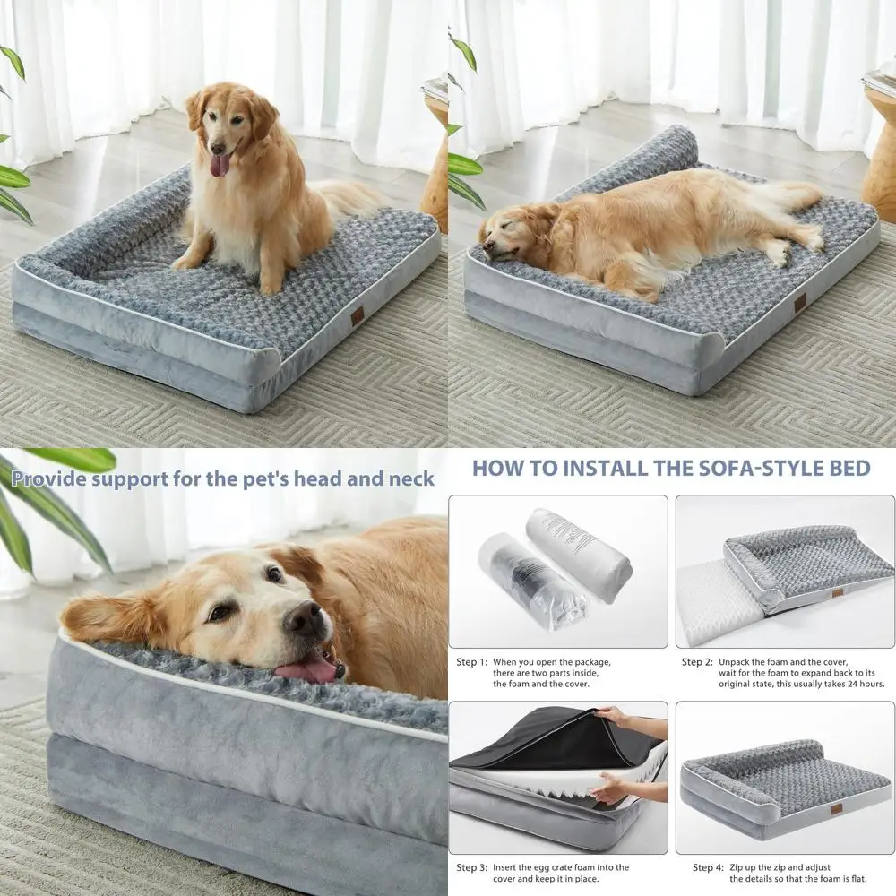

Extra Large Orthopedic Dog Bed - Waterproof Cover, Removable & Washable, Non-Slip Base for Large Dogs