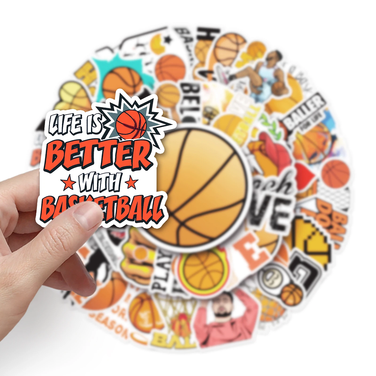 50Pcs Basketball series Cartoon Cute Waterproof Sticker Skateboarding Snowboard Retro Vinyl Sticker