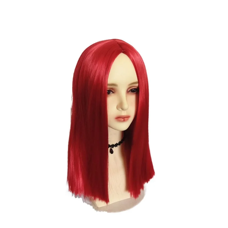 

Halloween Horror Night Anime Wig Sally Cosplay Wigs Red Medium Long Straight Hair Wig For Female