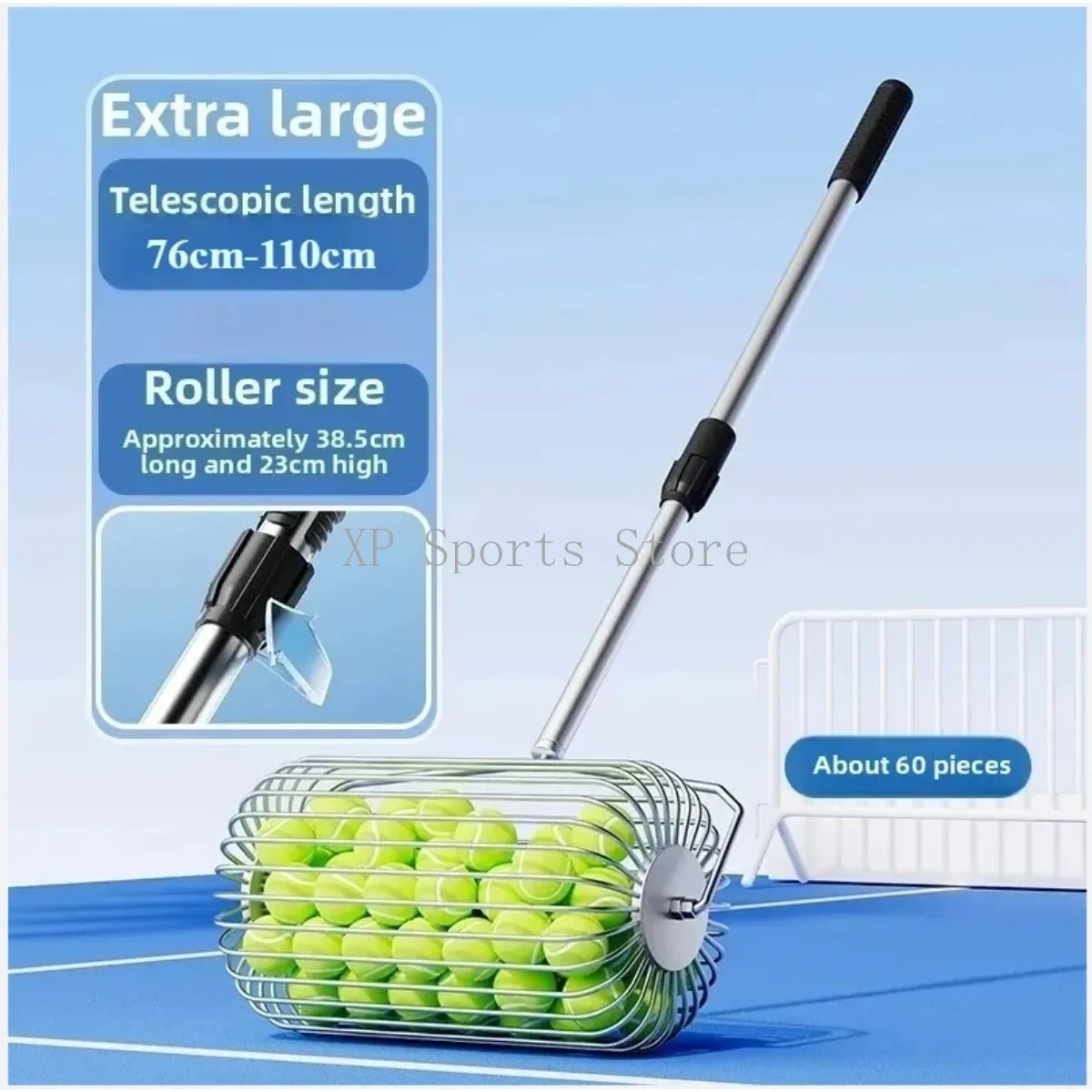 

New Design Tennis Retrievers Basket - Tennis Balls Collector, Sturdy Tennis Balls Pickers Hoppers Container & Carriers Gatherer