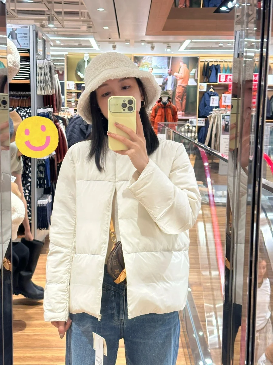 

BAN WAY Winter New Retro Loose Lightweight Warm down Jaet Casual round Ne Coat Women Trendy ort Outerwear Commute Sle