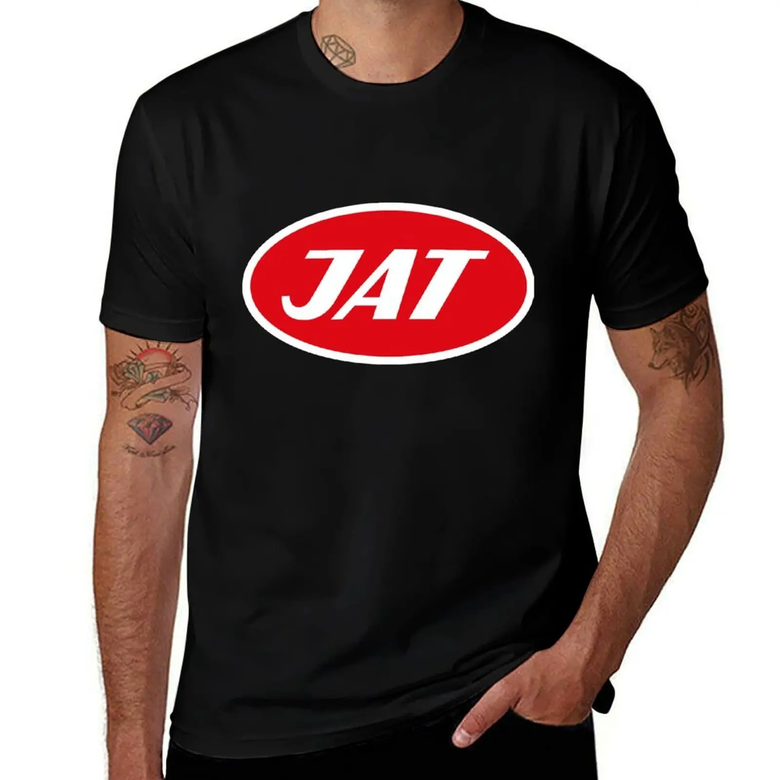 Футболка с логотипом JAT, спортивная быстросохнущая футболка для мужчин