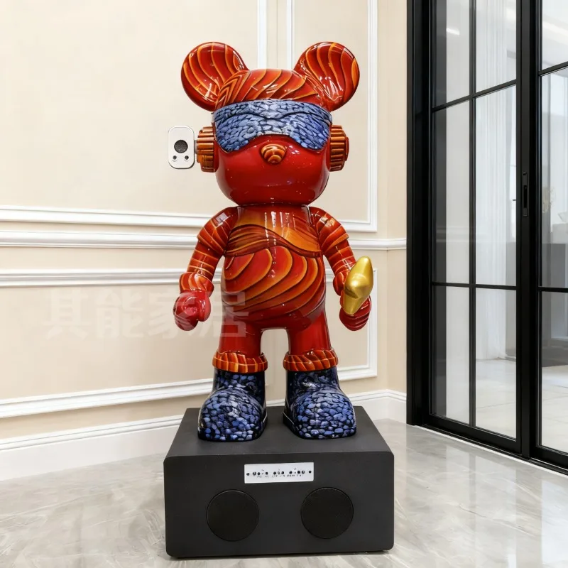 

Modern Home Decor Space Fluid Bear Sculpture Graffiti Bear Piggy Bank Living Room Large Size Ornaments Resin Animal Figurine