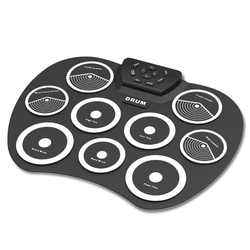 

A51Q-Electronic Drum Set Hand-Rolled Drum 9-Pad MIDI Interface Supports DTX Games Portable Drum Set With Drumsticks Pedals