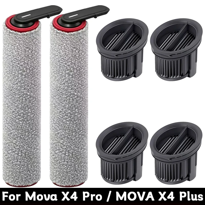 Für Mova X4 Pro / MOVA X4 Plus Nass-Trocken-Staubsauger Zubehör Bürstenrolle und HEPA-Filter Ersatzteile