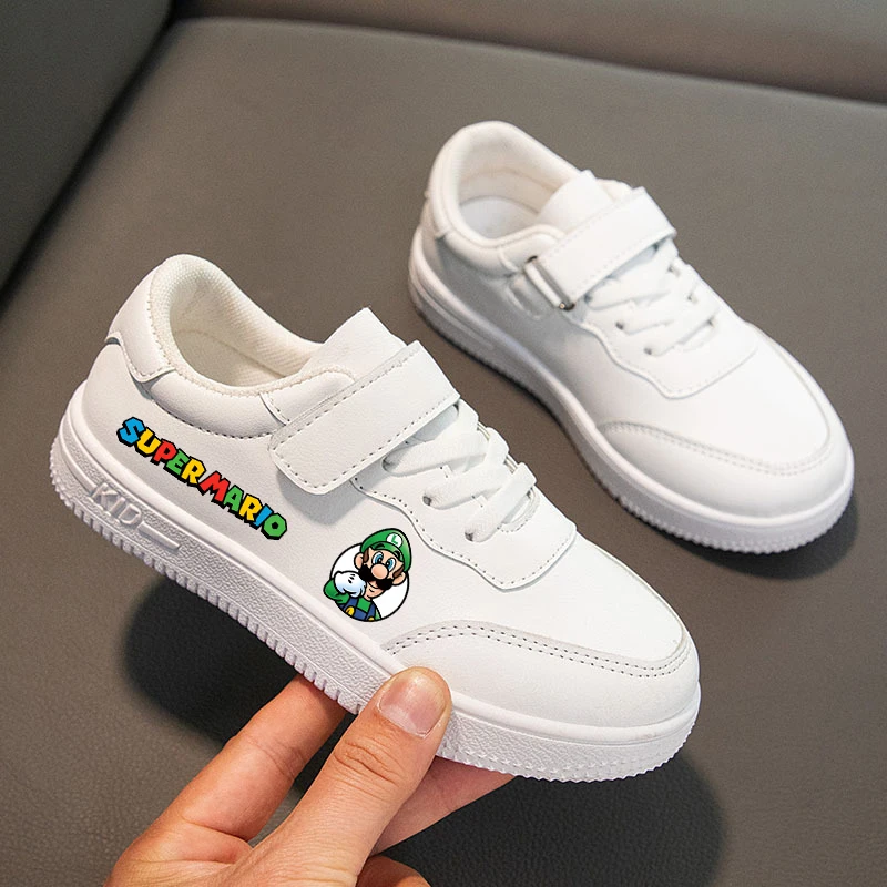 

Super Marios Bro Boy Girl Board Shoes Sneakers Cartoon Pattern Sports Shoes Casual Leather Soft Soled Cute White Shoes Xmas Gift