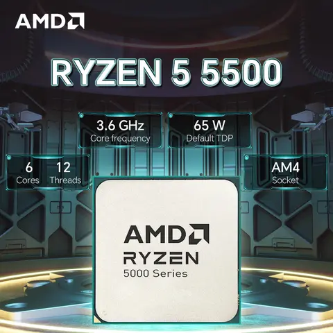 AMD Ryzen 5 5500 R5 5500 3.6GHz L3=16M 6-Core 12-Thread 65W Socket AM4 7NM Processor DDR4 No Fan
