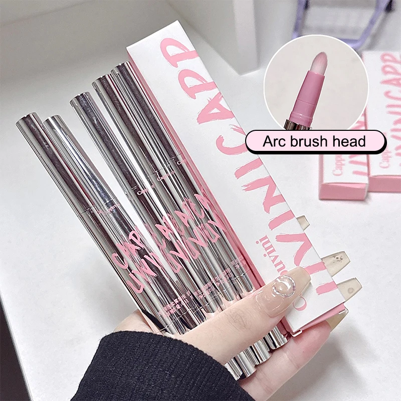 Double-headed Nude Matte Lip Liner With Fluffy Lip Brush Lip Makeup Long Last Velvet Matte Mist Lipstick Outline Lips