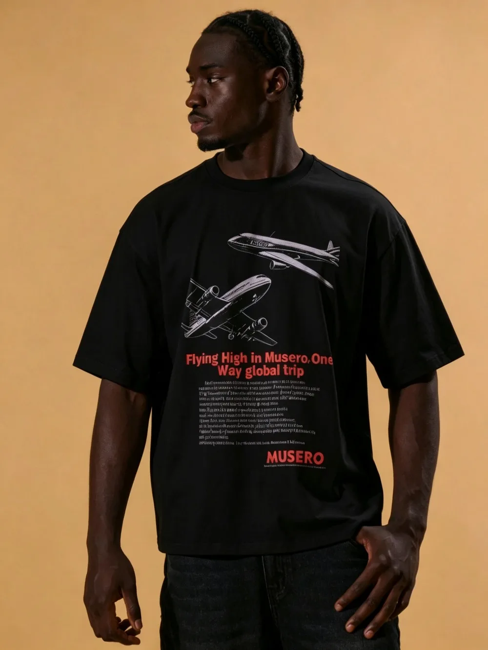 2026 New Flying High Airplane Graphic Print T-shirt, Vintage Military Aircraft Duo, Pilot Theme Loose Unisex Street Trend Tops