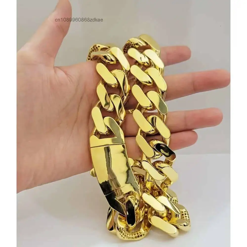 Luxury Big Guy Real 10k Gold 24mm Width Monaco Hollow Sparkling Miami Cuban Link Chain.