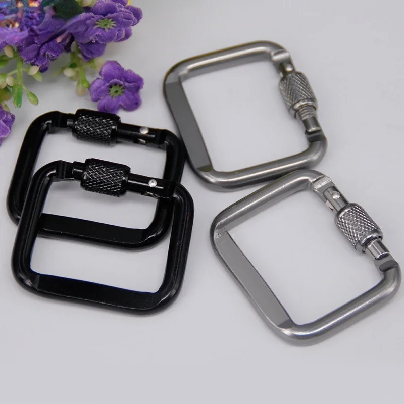 قطعة واحدة من حلقة تسلق مربعة شديدة التحمل - مشبك فولاذي متين للتخييم/المشي لمسافات طويلة، خطاف سلسلة المفاتيح مع طلاء مضاد للصدأ #2