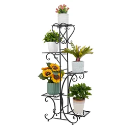 Metal Plant Display Stand 5 Tiered Corner Garden Flower Pots Rack Holder