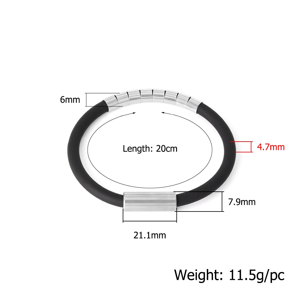 Bracciale in silicone antistatico impermeabile con chiusura magnetica in acciaio inossidabile di nuovo arrivo