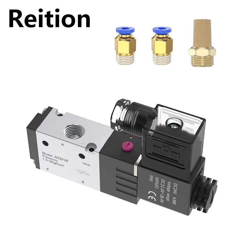 

3V210-08 PC Pneumatic Air 3 Way Port 2 Position DC12V DC24V AC110V AC220VSolenoid Valve Electric Control Gas Magnetic Valve
