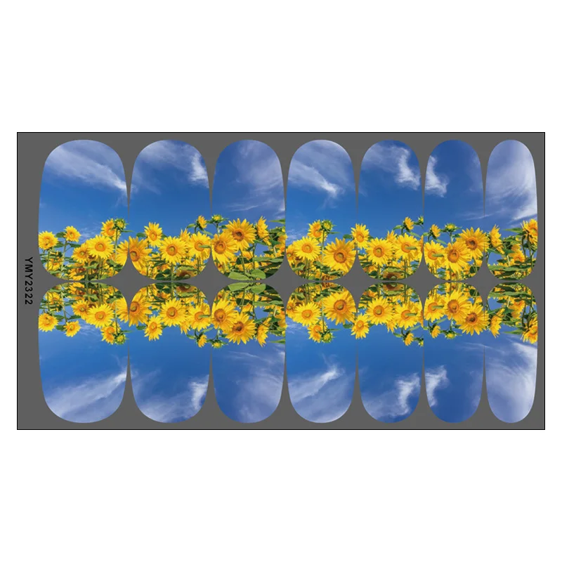 해바라기 네일 스티커, 베이킹 프리 14 팁, 네일 액세서리, 인스 용수철 및 여름 해바라기, 작은 데이지 자두 네일 스티커