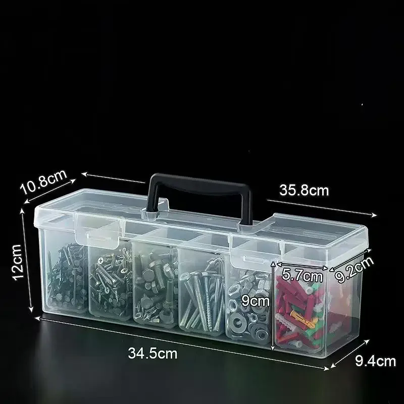 1Pcs Portable Large Capacity Transparent Handheld Toolbox Thickened Plastic Hardware Tool Storage Box With Handle