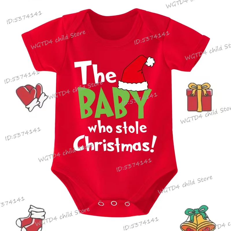 

Cute The Baby Who Stole Christmas Letter Print Baby Romper Merry Christmas Cotton Infant Jumpsuit Festive Holiday Baby Romper