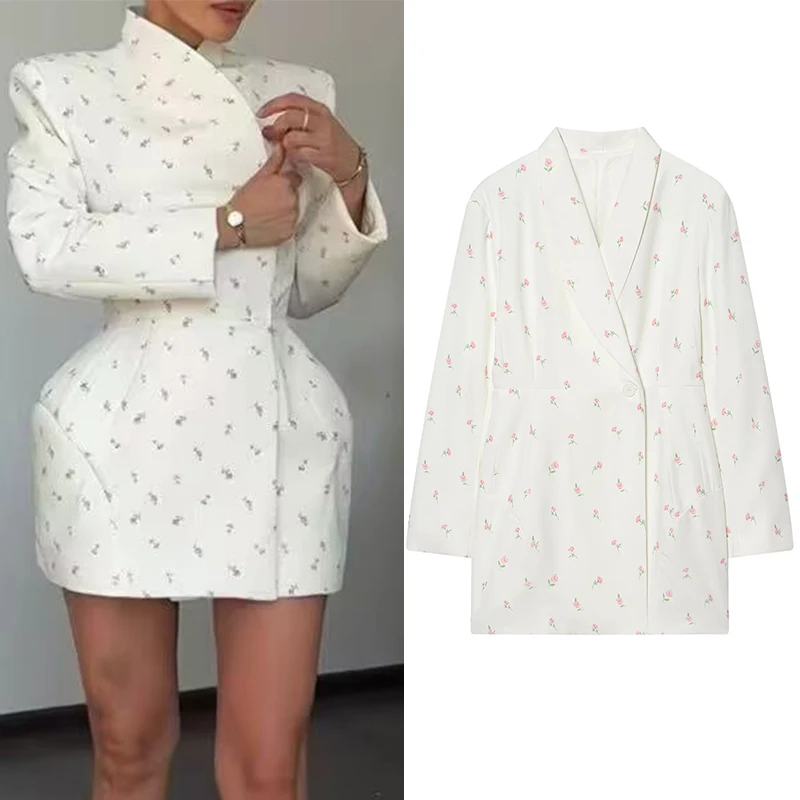 

Women Blazer 2025 New Fashion Blazer for Women Printed Long-sleeve fitted Ladies Blazer Top Elegance Chic Women Coat