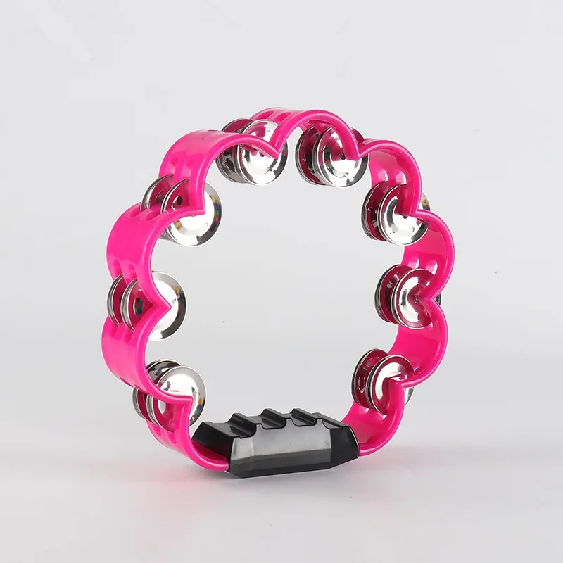 Farbe Kunststoff Doppelschicht Tamburin Halbmondförmige Handglockentrommel für Karaoke Performance Party Free Style Dance Portable – Detail 6