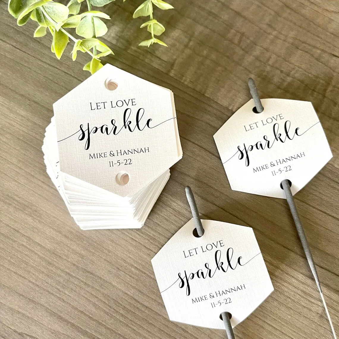 50+ Hexagon Sparkler Tags - Let Love Sparkle - Shine - Sparkling Exit - Sparkler Send Off - Let Sparks Fly - Personalized - Fare