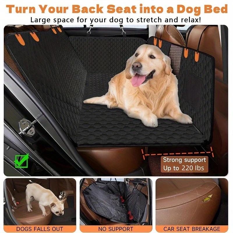 Dog Car Seat Cover Large Pet Back Seat Extender Car Backseat Protector Mat Waterproof Pet Travel Dog Carrier Hammock Hard Bottom