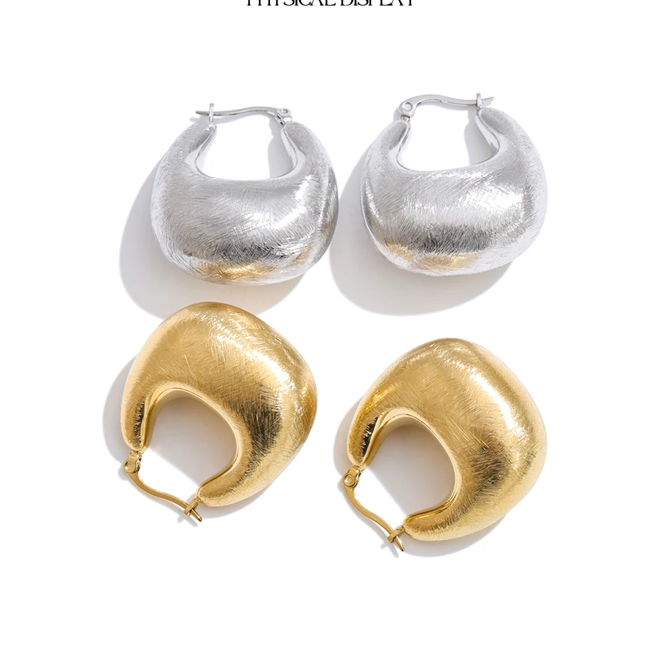 Yhpup Persönliche Edelstahl-Creolen für Damen, 14K Gold PVD-beschichtet, geometrischer Alltagsschmuck, hohe Qualität – Detail 6