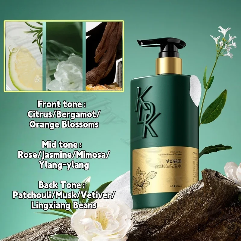 KDK Dream Garden Fragrance Shampoo Deep Cleaning Dirt Refreshing Oil Control Fluffy Smooth Lasting Fragrance 400ml