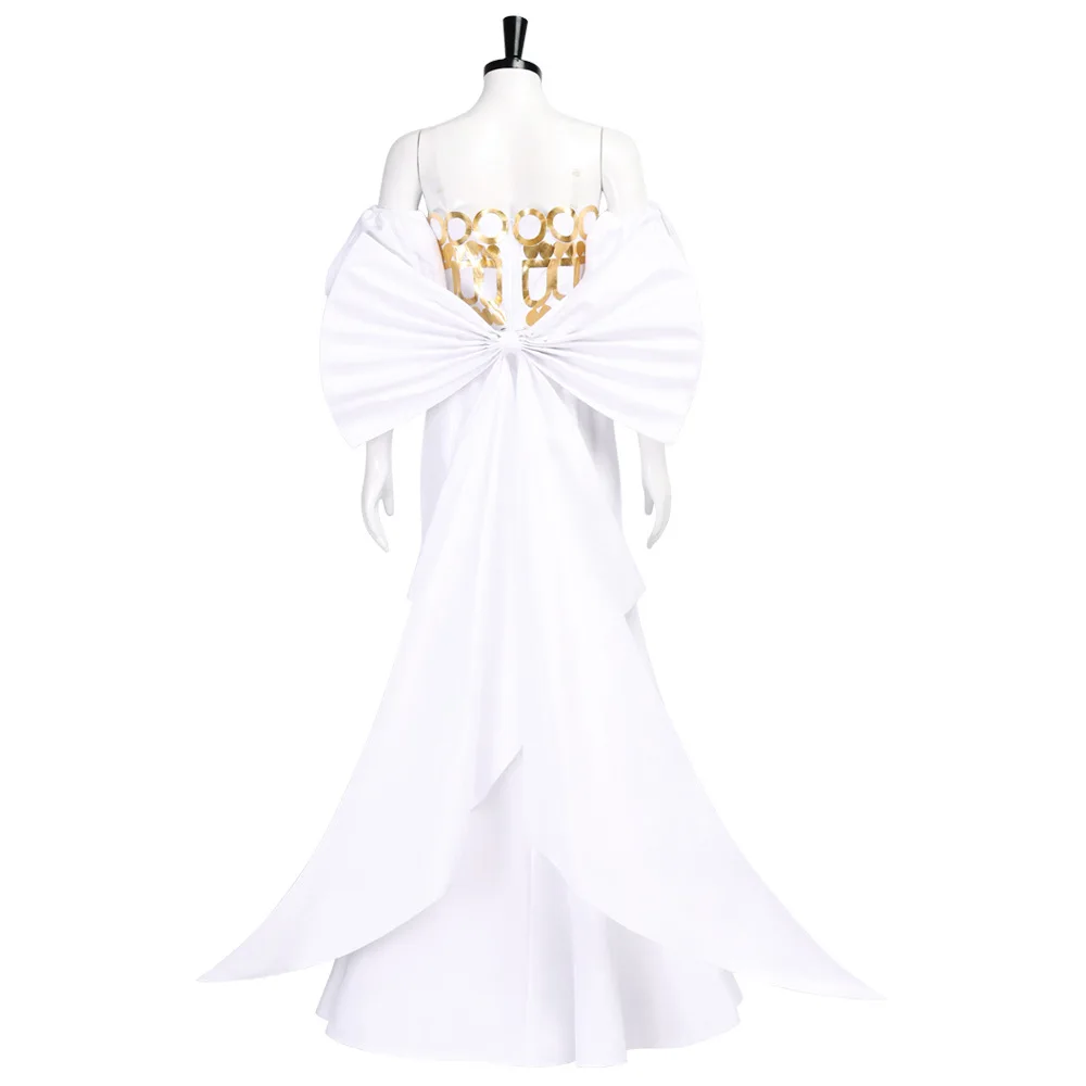 sailor moon white dress Queen Serenity Cosplay Costume this cosplay dress captures the grace and beauty of Queen Serenity. The dress white strapless Sailor