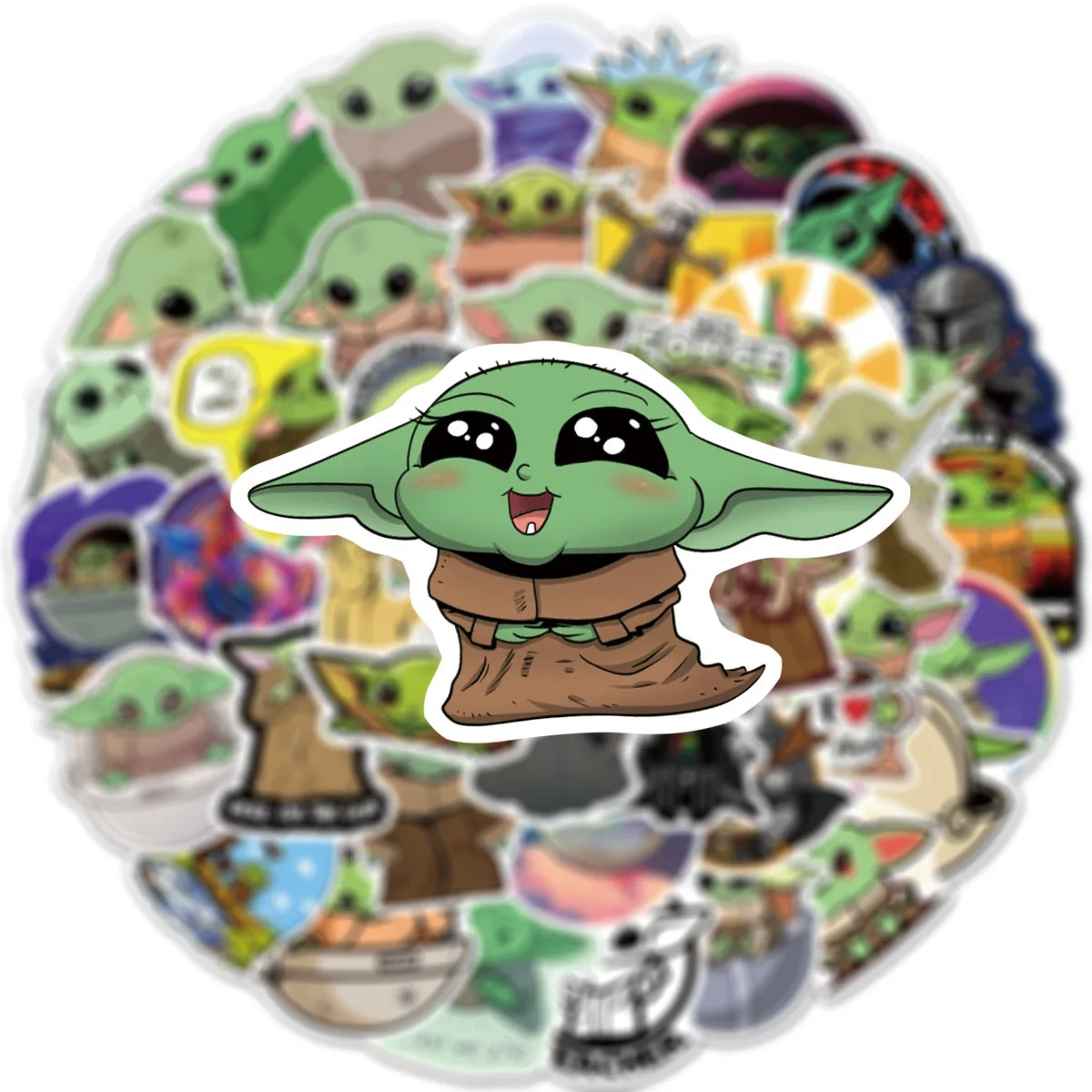 50pcs Yodaed Alien War Cuteed Baby Stickers Cartoon Anime Decals Kids Toy Laptop Journal Guitar Motorcycle Car Phone Sticker