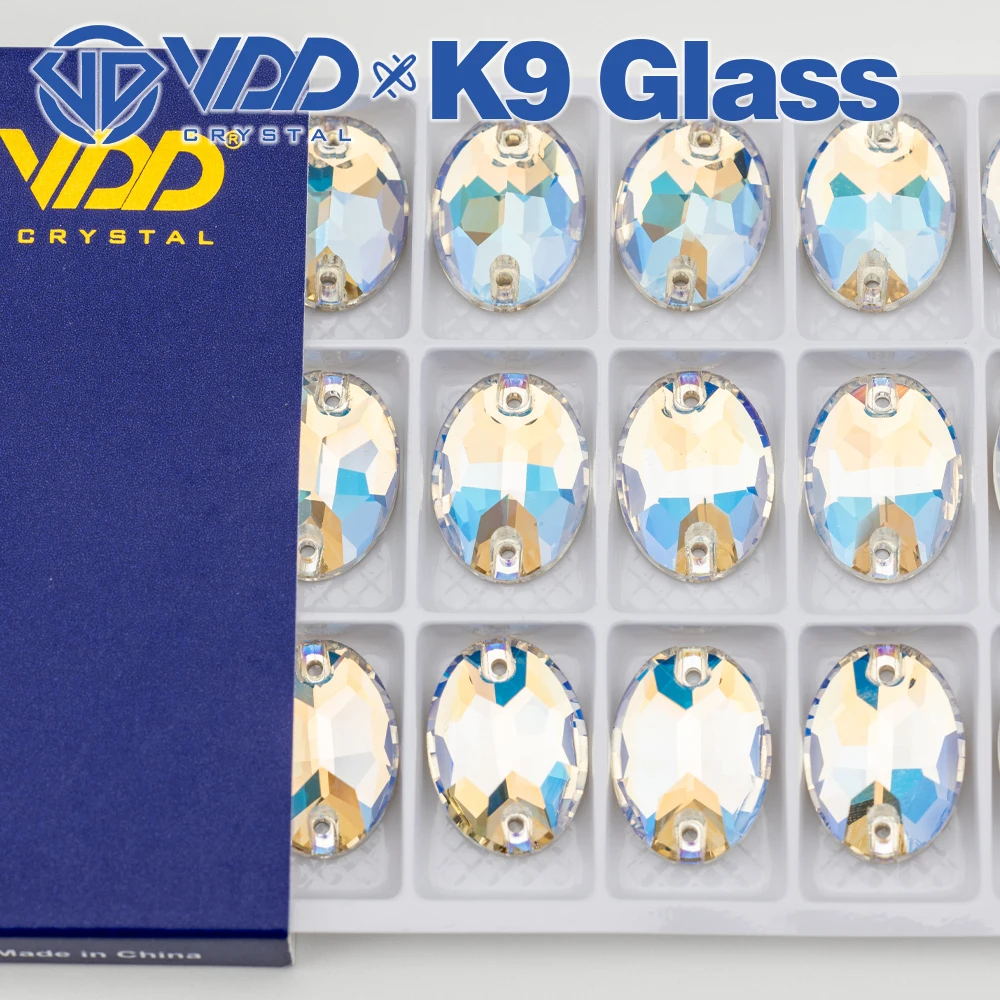 VDD S256 Moonlight Oval AAAAA Top-Qualität K9 Glas aufnähbare Strasssteine, flache Kristallsteine zum Aufnähen für Kleidungsdekorationen – Detail 7
