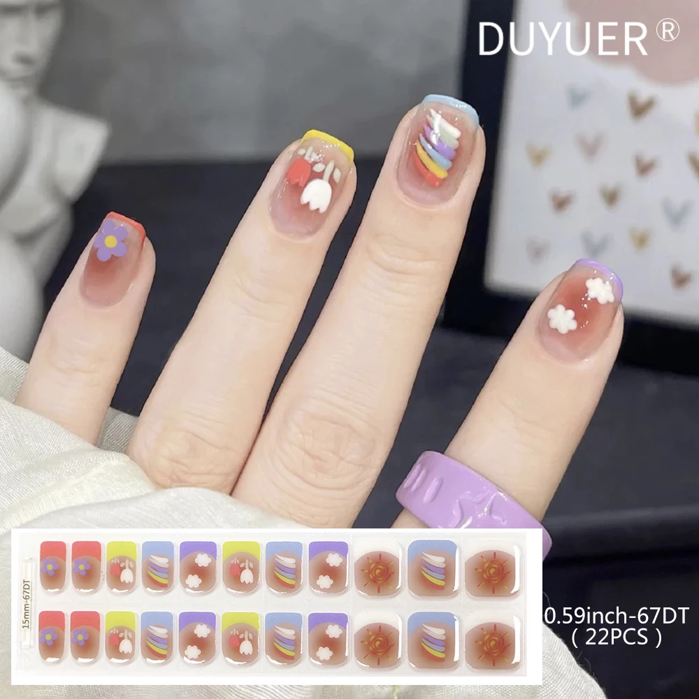 22 نصائح قصيرة الأشعة فوق البنفسجية شبه علاج هلام مسمار يلتف ملصقات شرائط الفرنسية طويلة الأمد غطاء كامل LED هلام شبه الشفاء مسمار المتزلجون #5