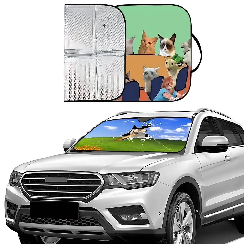 Funny Cat Meme Stylish And Trendy Windshield Sunshade, Car Windshield Cover, Car Sunshade Curtain, Car Sun Protection Cover view 6