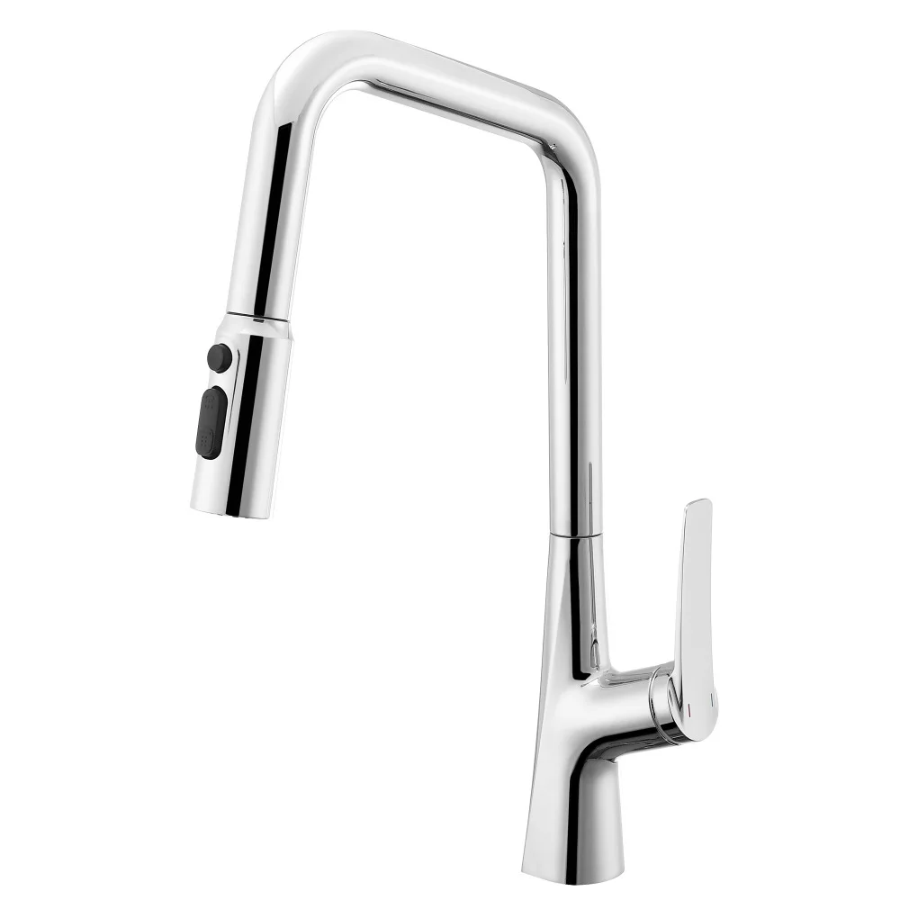 

Professional Chrome Kitchen Faucet - 3 Function 360 Sprayer, One Touch Switching & FastConnect​